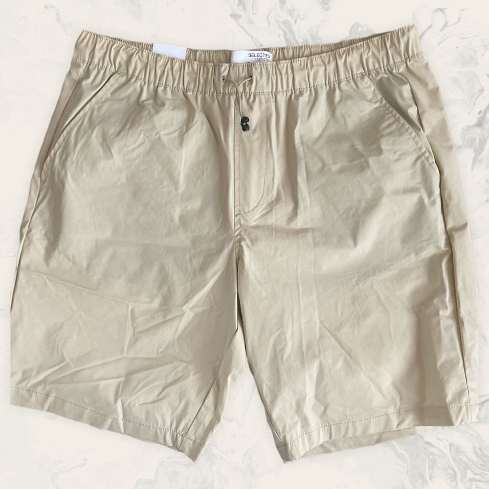 NWT Selected Homme SHLBrady Nylon Flex Shorts - Khaki